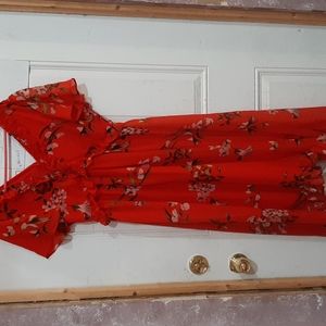 Red Flower Summer Dress